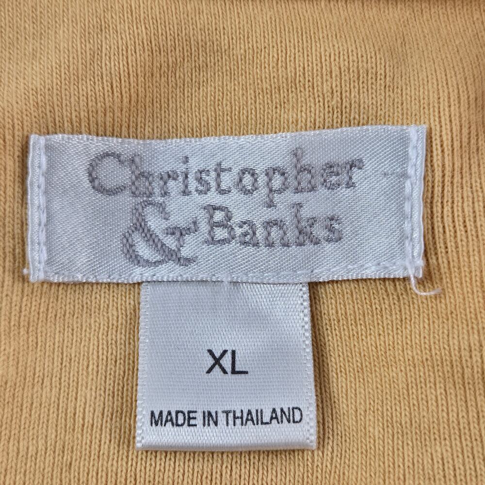 Christopher & Banks Fall Pumpkins Cat Top 3/4 Sleeve Yellow Embroidered Size XL - Picture 2 of 11